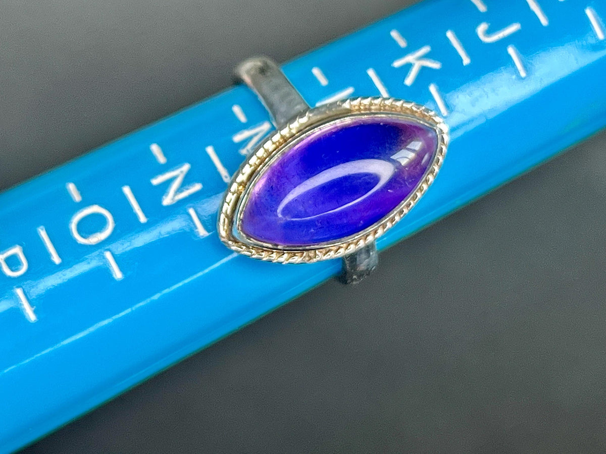 Amethyst Crystal Ring, UK Size L & 1/2, 925 Sterling Silver, Healing Crystal Jewellery Gift, Purple Gemstone for anxiety, Ethically sourced