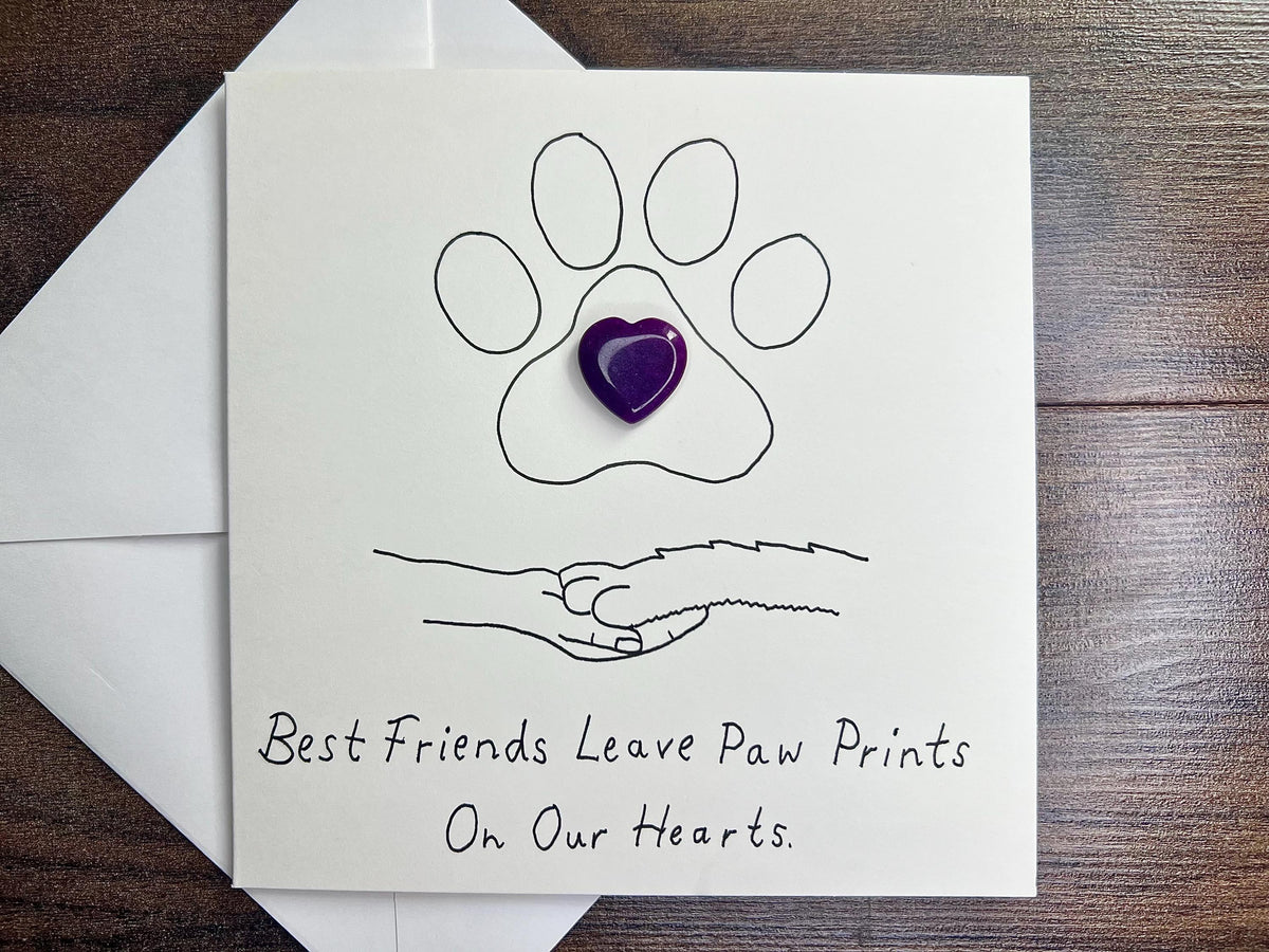 Pet Bereavement Cards, Pocket Hug Crystal Hearts, Recovery Crystals, Gift for Dog Loss, Cat sympathy card, Rainbow Bridge, Best Friend