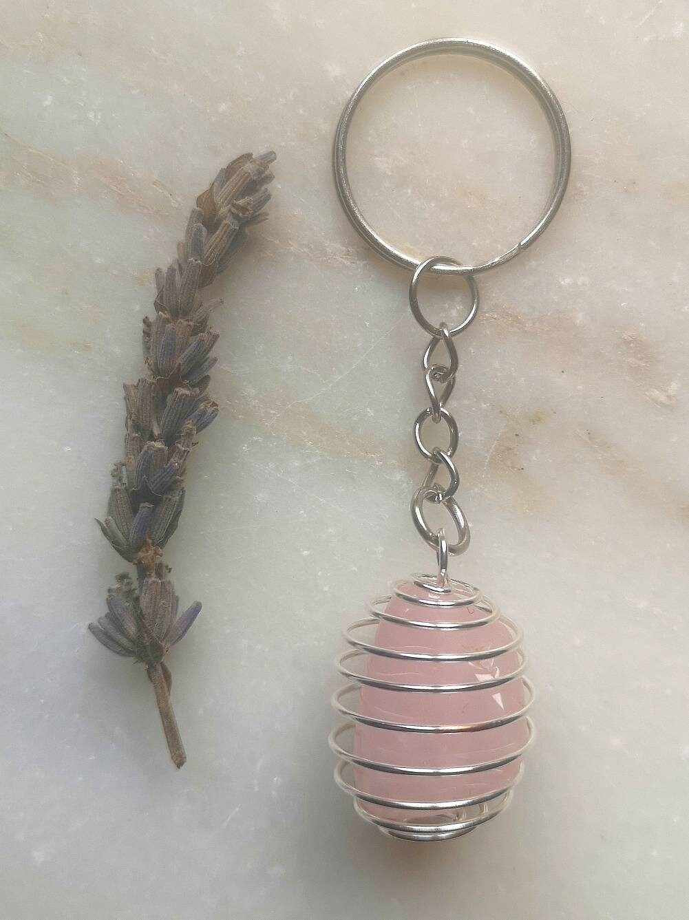 Crystal Healing Keyring, Amethyst, Opalite, Quartz, Obsidian