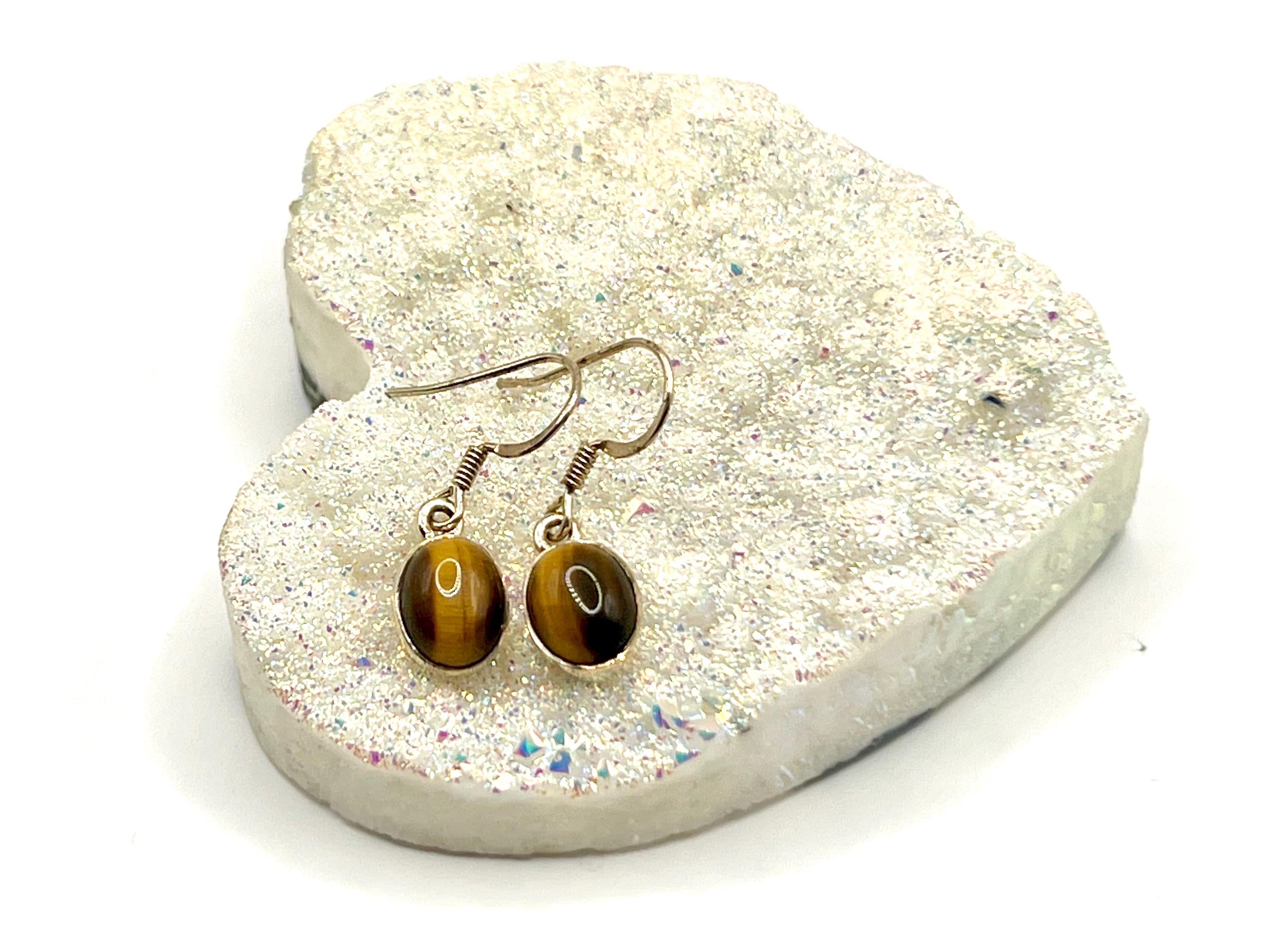Sterling Silver Tigers Eye Crystal Dangle Earrings, Solar Plexus Chakra Gemstone, Tiger Eye Drop Earring, November Birthstone Gift for her