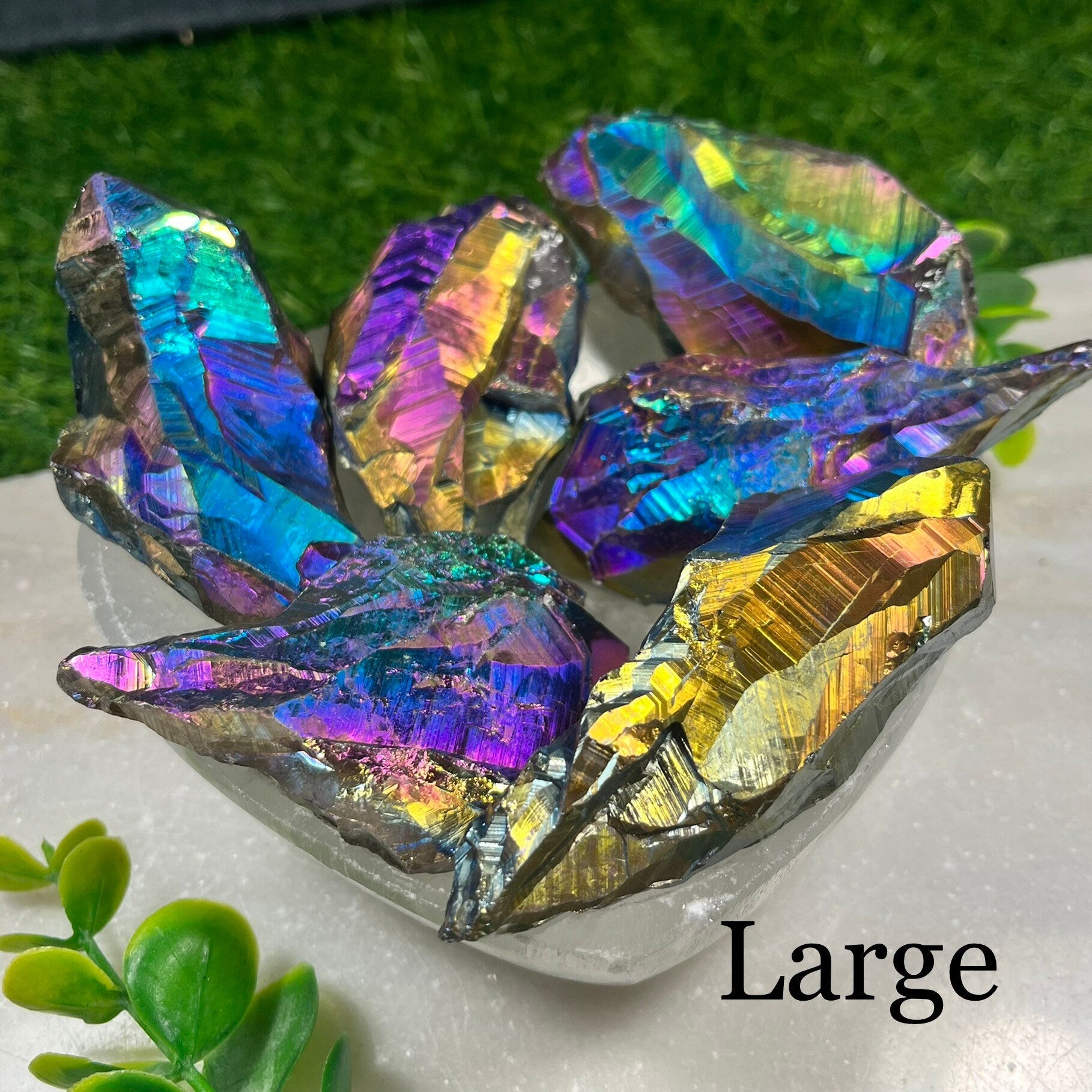 Titanium Aura Quartz Rainbow Points , Aura Quartz , Consciously Sourced Crystals