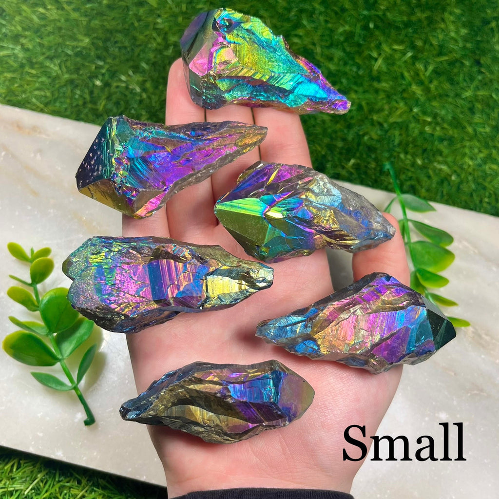 Titanium Aura Quartz Rainbow Points , Aura Quartz , Consciously Sourced Crystals