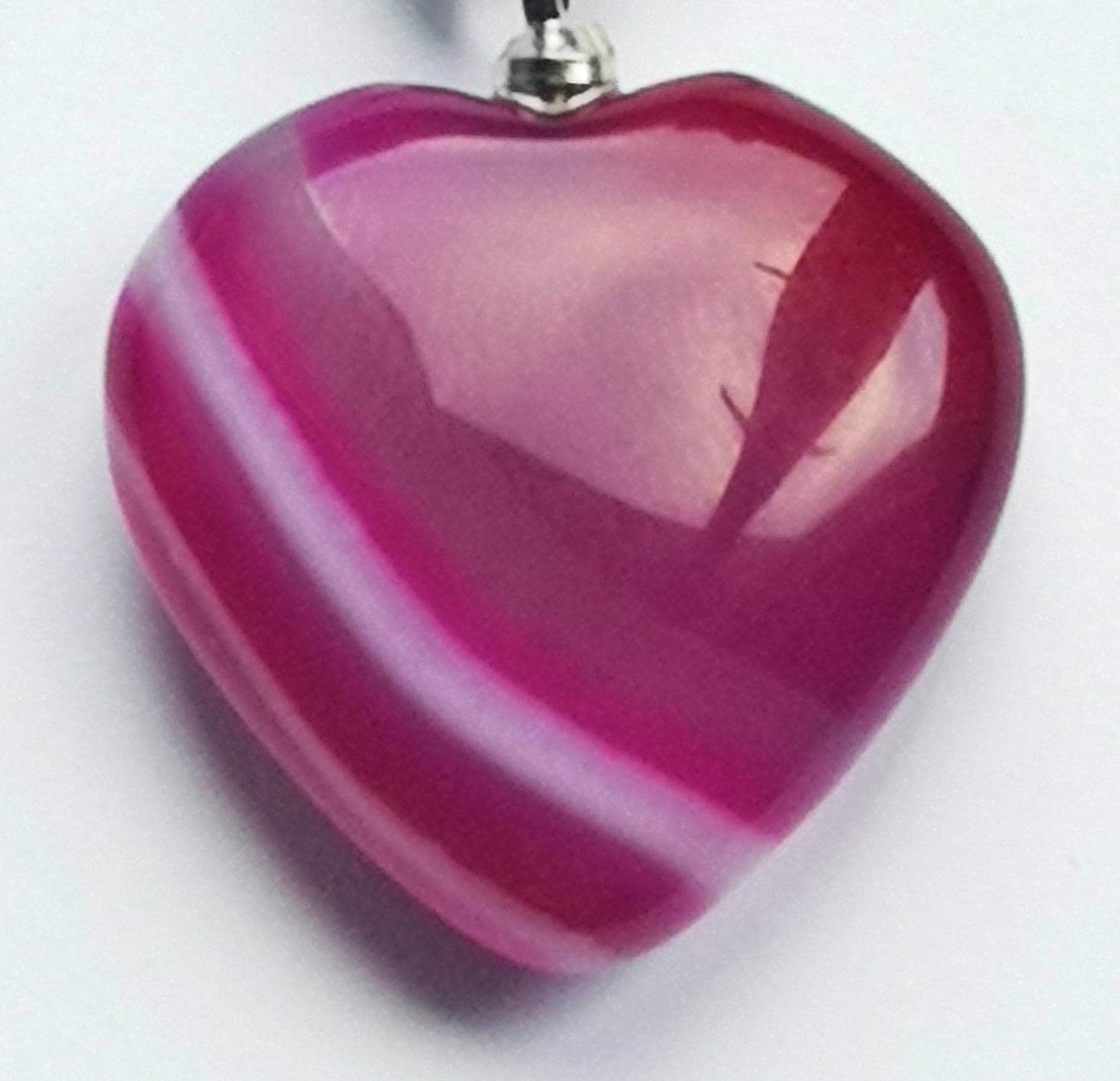 Rose Quartz, Pink Agate, Banded Pink Agate Heart Necklaces, Ethically Sourced, UK Crystal Necklaces, Crystal Gifts, Birthday Present for her