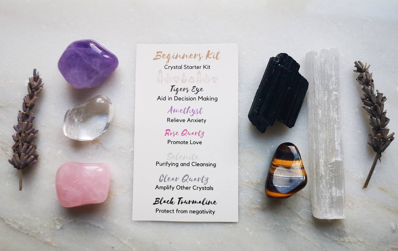 Beginners Crystal Kit, Crystal Starter Kit, UK Crystals, Ethically Sourced Healing Crystals, Unique Gift, Rose Quartz, Amethyst, Tigers Eye