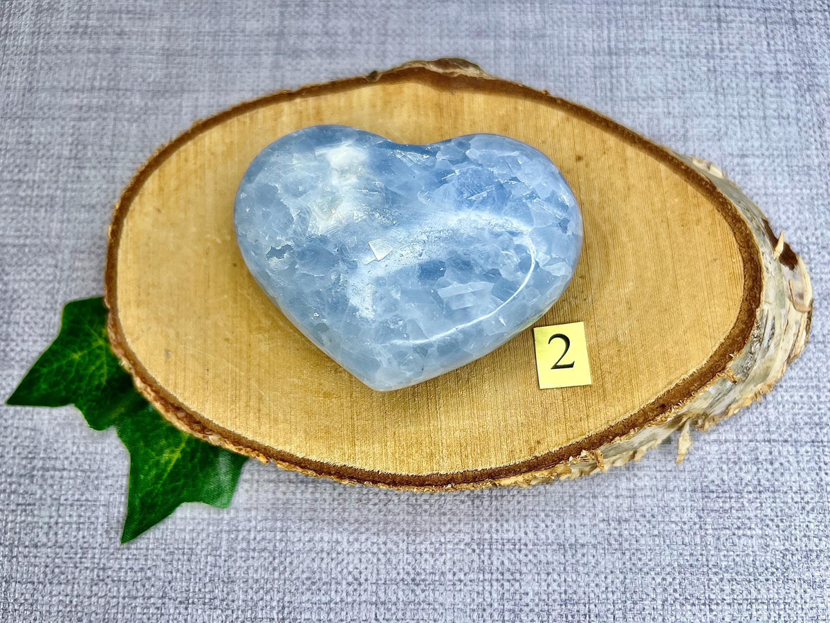 Blue Calcite Crystal Hearts, Reiki stone for peace, Birthday gift for her, Valentines present, Mothers Day gift for Mum, Grandma, Daughter