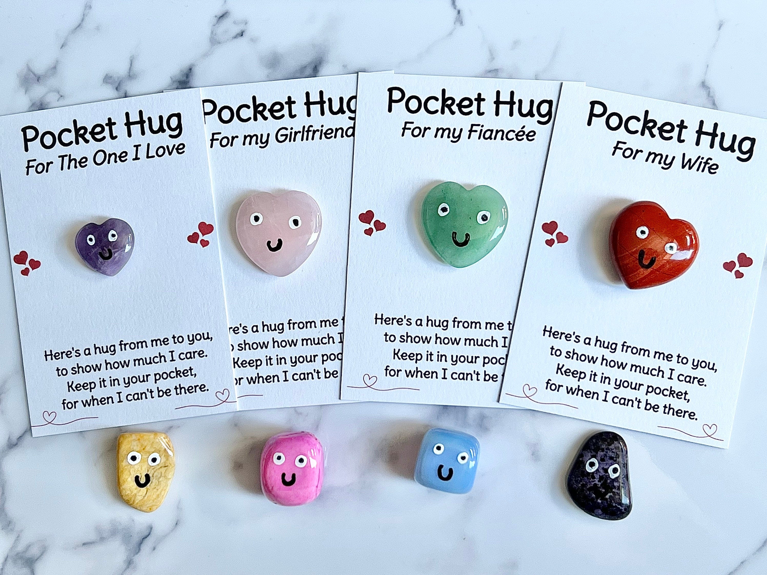 Crystal pocket hug for my Wife, Girlfriend letterbox gift, Fiancée poem card, Crystal Gift for the one I love