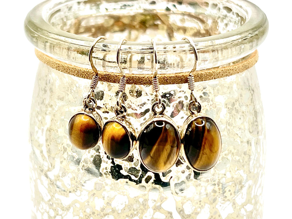 Sterling Silver Tigers Eye Crystal Dangle Earrings, Solar Plexus Chakra Gemstone, Tiger Eye Drop Earring, November Birthstone Gift for her