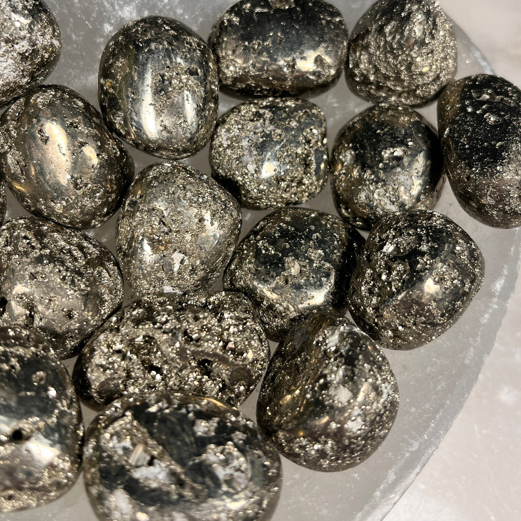 Pyrite Tumblestones, Crystals to Attract Abundance and Wealth, Fools Gold Tumbles