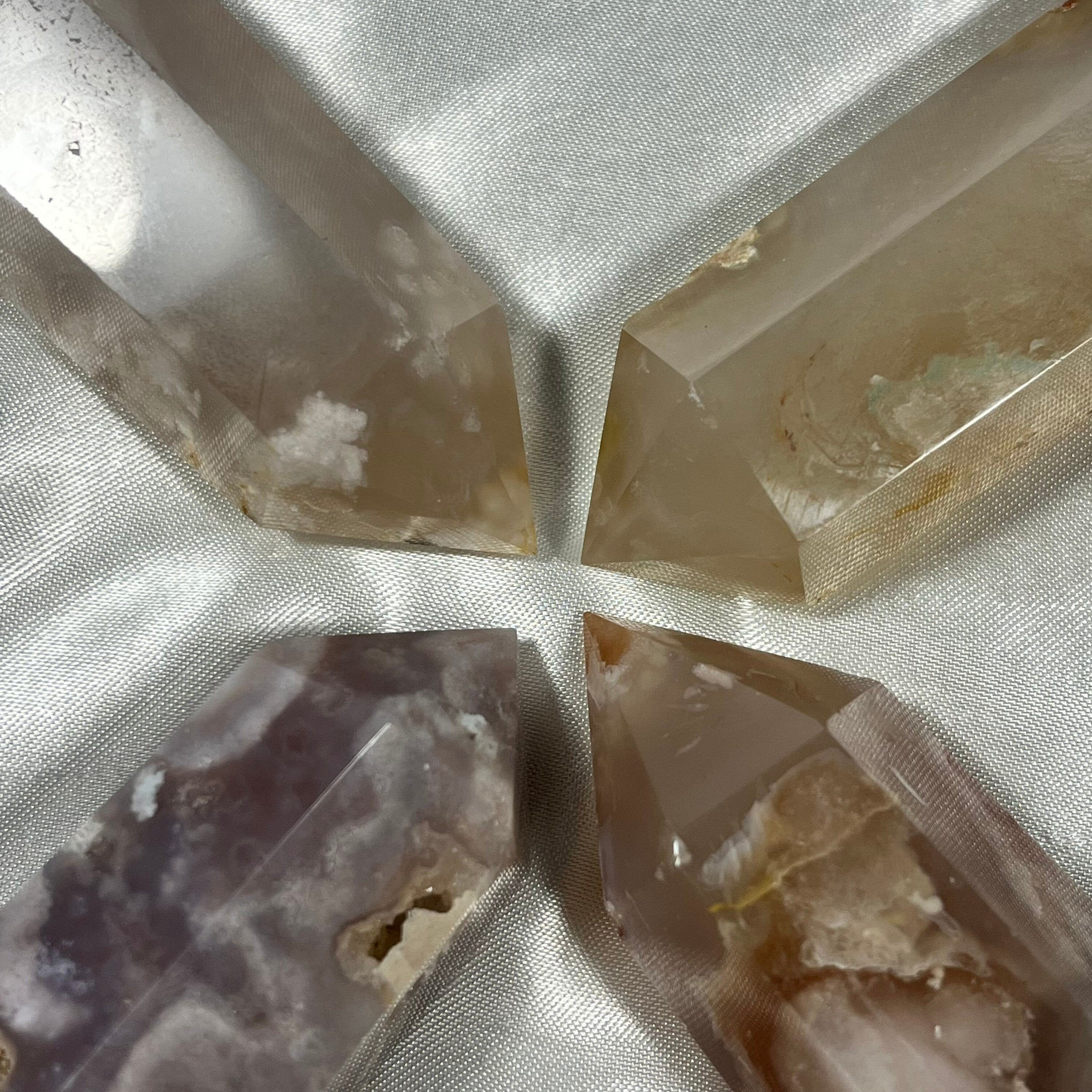 Flower Agate Tower, Flower Agate Points, Crystal Obelisks, Flower Agate Carvings, Connect to Divine Feminine | Consciously Sourced