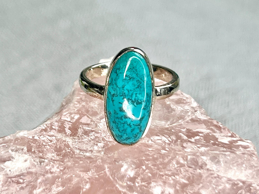 Chrysocolla Crystal Ring, 925 Sterling Silver, UK size M, Gemstone Jewellery, Crystal gift for calming, Ethically sourced, metaphysical shop