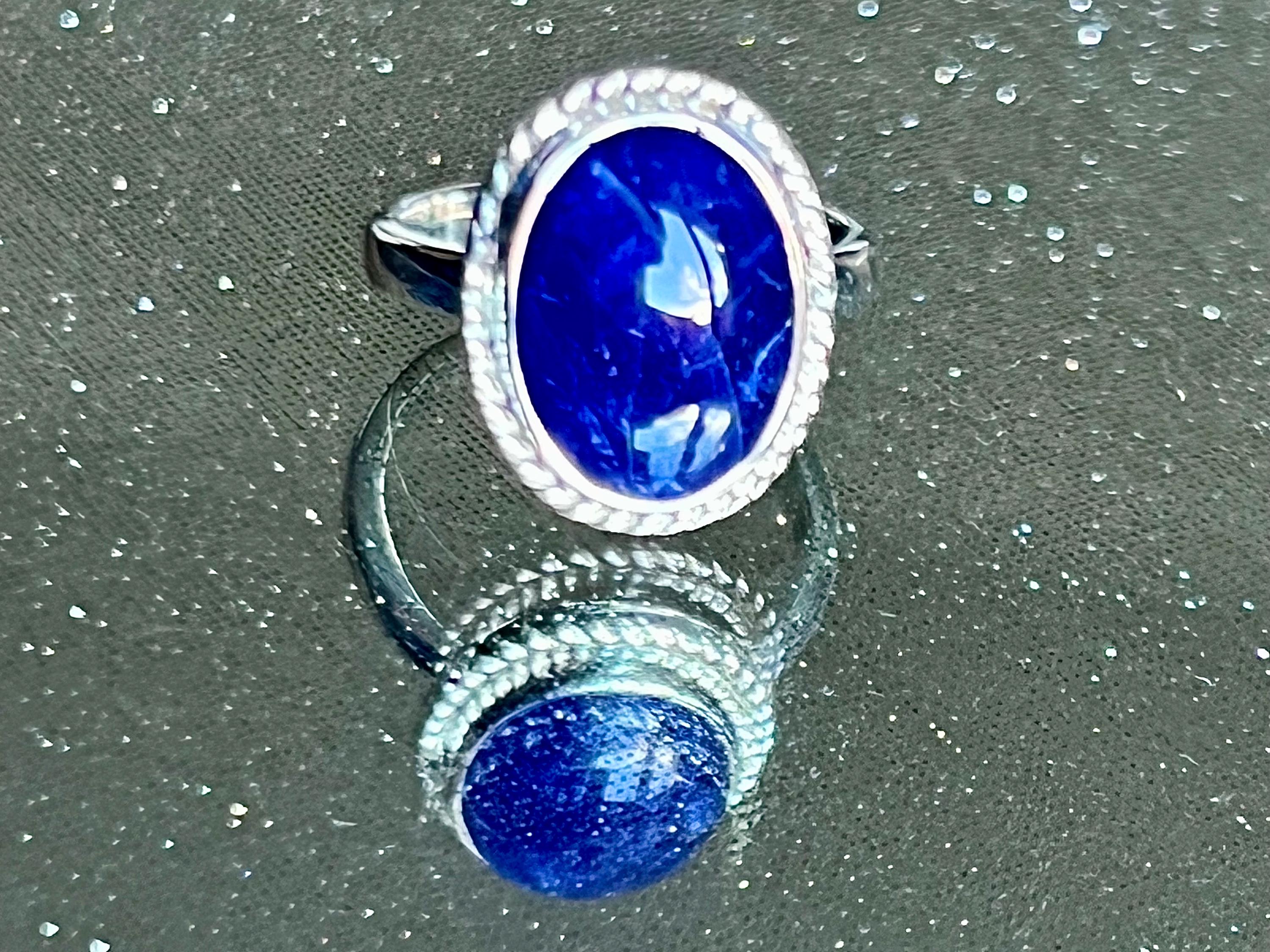 Sodalite Crystal Ring Size L &1/2, 925 Sterling Silver, Healing Crystal Jewellery Gift for her, Blue Gemstone for calm, UK Ethically sourced