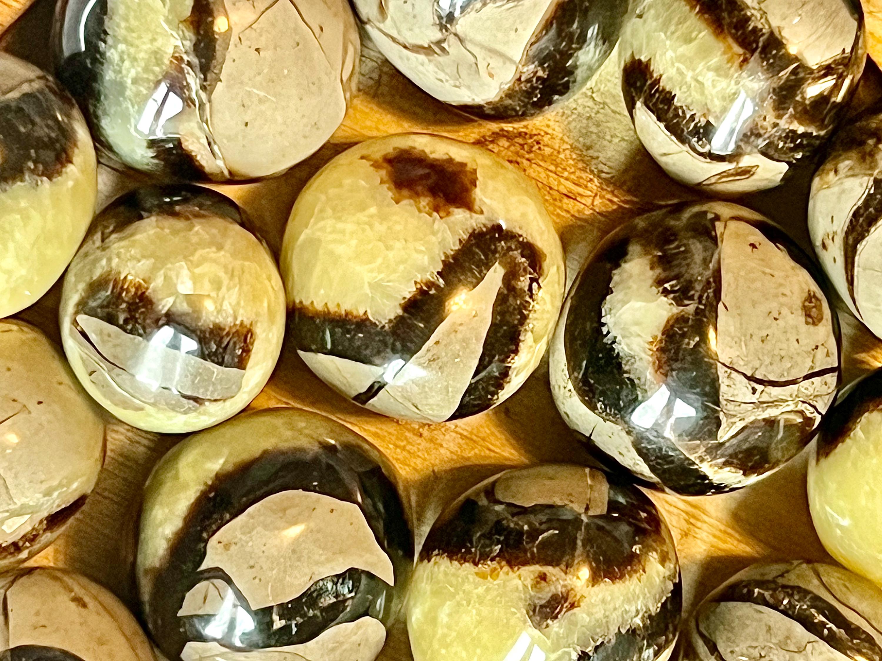 Septarian Crystal Tumblestones, UV reactive large polished pebble, Brown, black, beige Gemstones, Reiki healing rocks, Crystals for strength