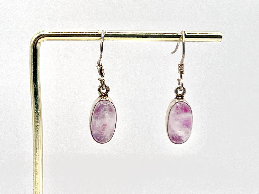 Sterling Silver Pink Moonstone Drop Earrings, Heart Chakra Crystal Dangle Earrings, Metaphysical Shop, June Birthday Gemstone Gift for her