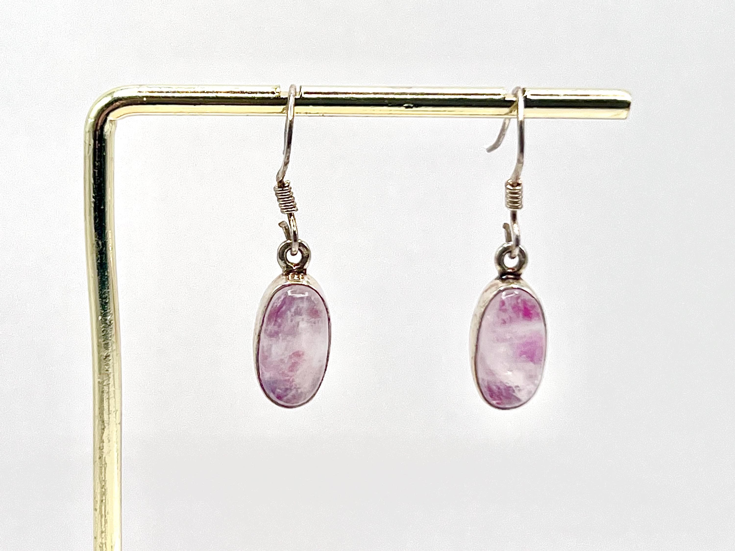 Sterling Silver Pink Moonstone Drop Earrings, Heart Chakra Crystal Dangle Earrings, Metaphysical Shop, June Birthday Gemstone Gift for her