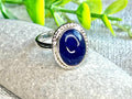 Sodalite Crystal Ring Size L &1/2, 925 Sterling Silver, Healing Crystal Jewellery Gift for her, Blue Gemstone for calm, UK Ethically sourced