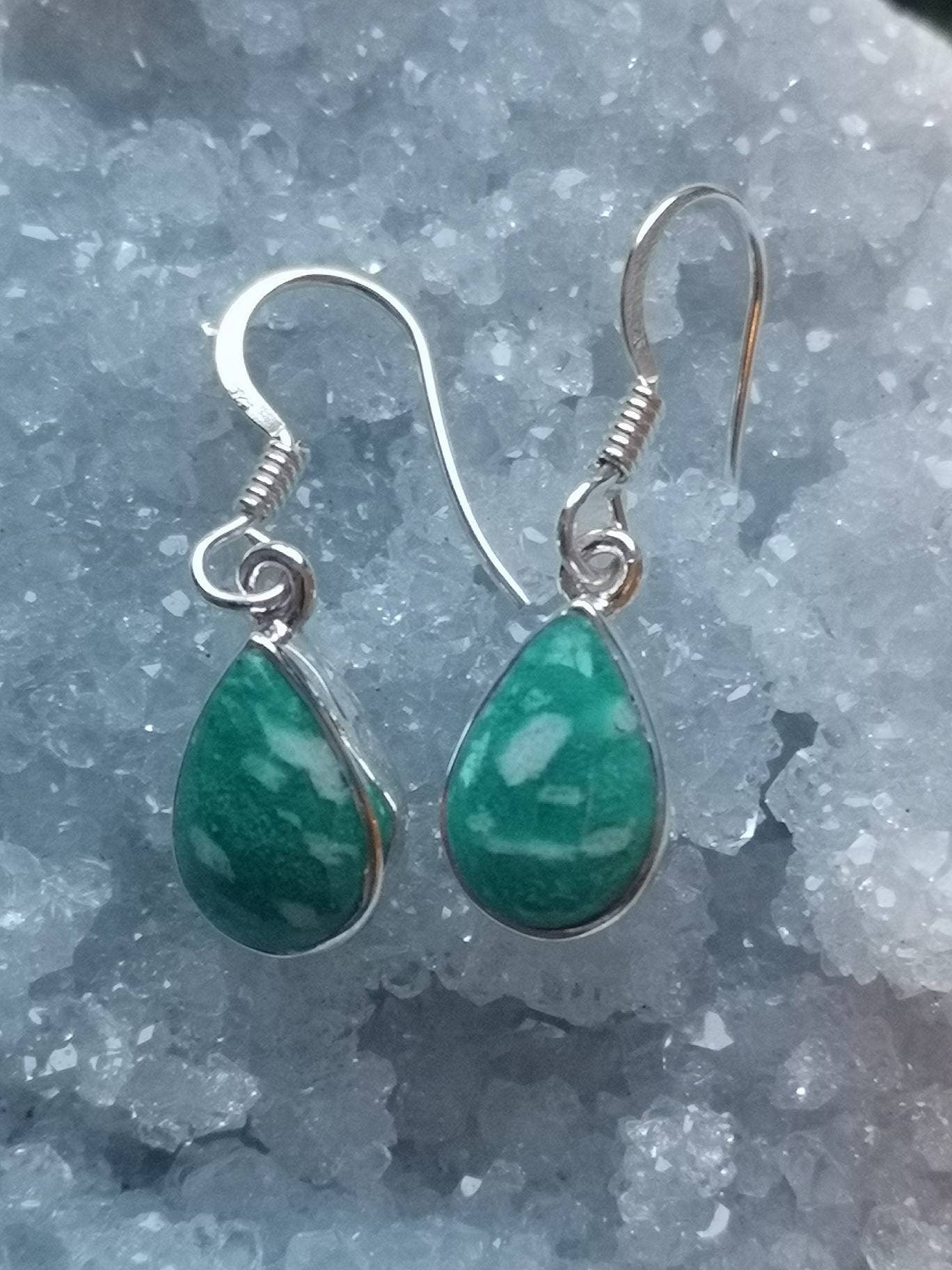 Amazonite Sterling Silver Dangle Earrings, Crystal Drop Earrings Jewellery, Throat Chakra Healer, Metaphysical shop, Virgo zodiac birthstone