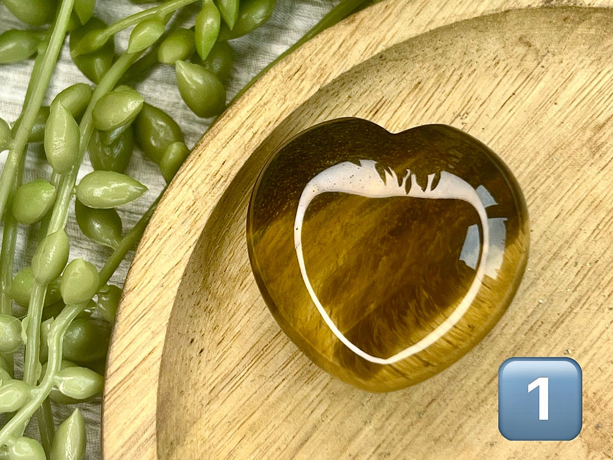 Gold Tigers Eye Puffy Heart Crystal, Ethically Sourced UK Crystals, Crystal Gift For Friend, Self Confidence and Courage Stone, Root Chakra