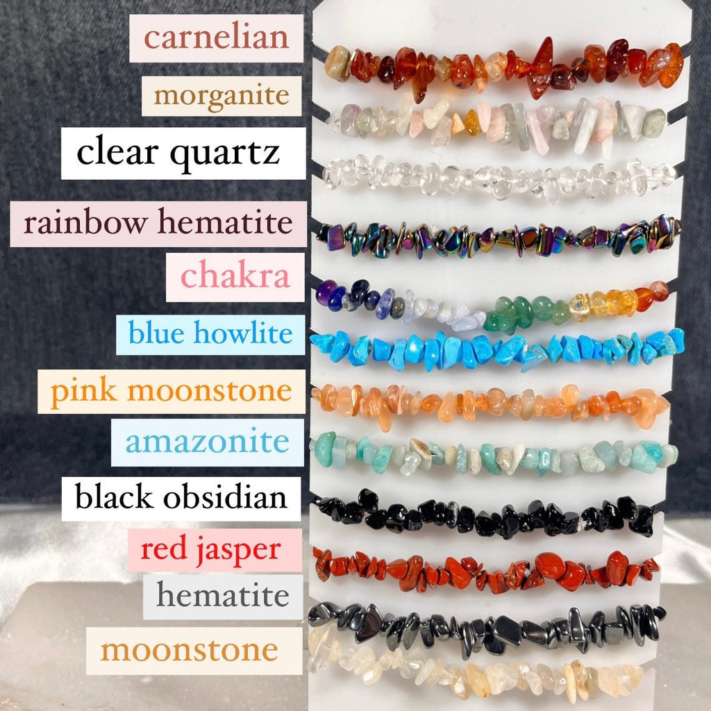 Crystal Chip Bracelets, UK Crystals, Consciously Sourced Healing Crystals, Come with Crystal Properties Card, Crystal Jewellery Gift
