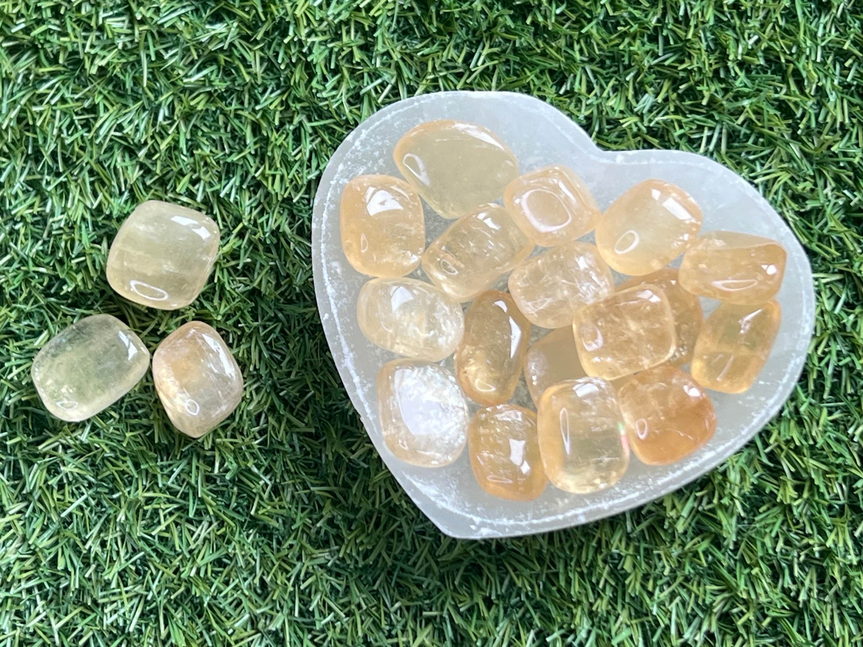 Honey Calcite tumblestones, third eye chakra stone, solar plexus chakra crystal, ethically sourced UK crystal shop, Crystal gift for harmony