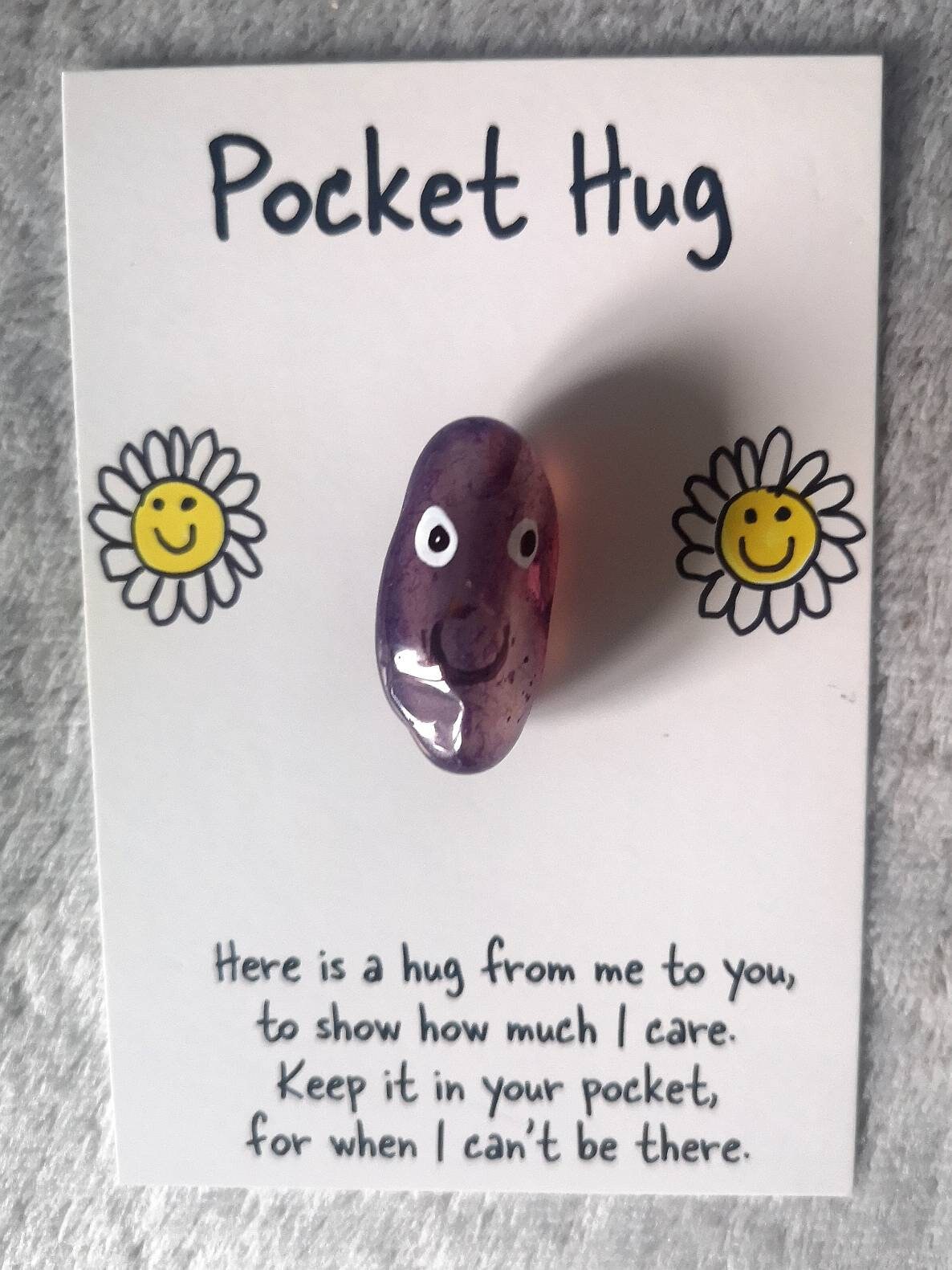 Crystal pocket hug, letterbox gift, poem card, pick me up gift, I miss you gift, love you, thinking of you, thank you, Crystal Gift, UK