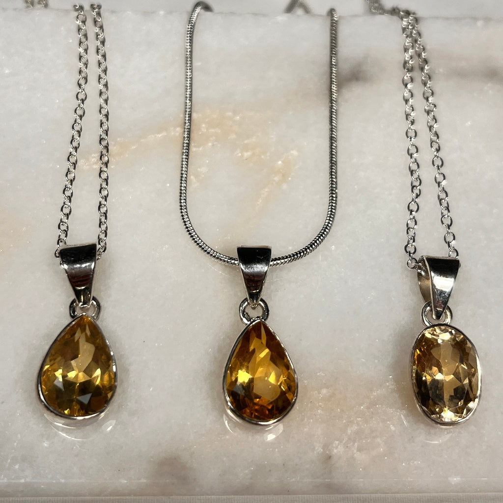 Faceted Natural Citrine Necklaces, Crystal Jewellery, Sterling Silver and gemstone necklace, Mothers Day Gift for her, Crystal for healing