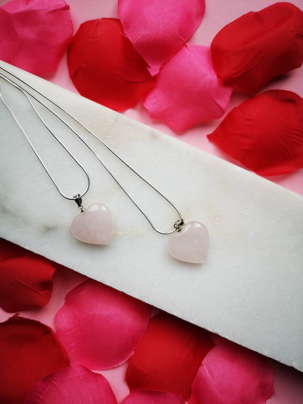 Matching Rose Quartz Crystal Necklaces, Mum & Daughter Jewellery Gift, UK Crystals, Birthday Gift for sisters, Best friends necklaces