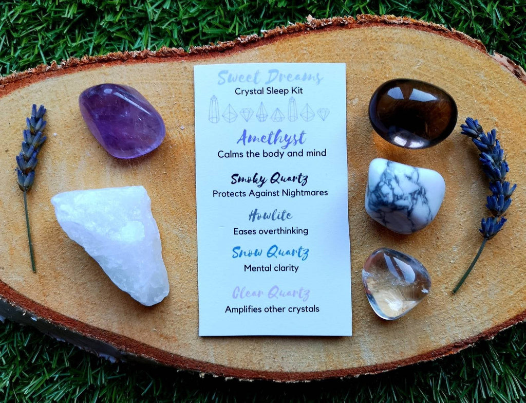 Crystal Sleep Set, Sweet Dreams Crystals Sleep Kit, Ethically Sourced Crystals UK, Gift Includes AA Grade Smoky Quartz, Amethyst
