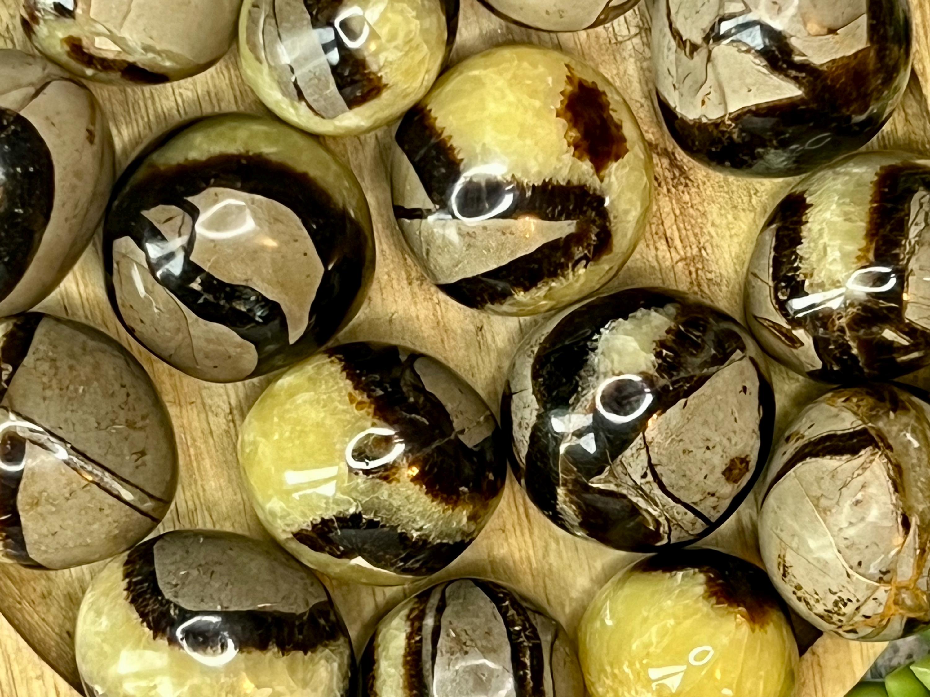 Septarian Crystal Tumblestones, UV reactive large polished pebble, Brown, black, beige Gemstones, Reiki healing rocks, Crystals for strength