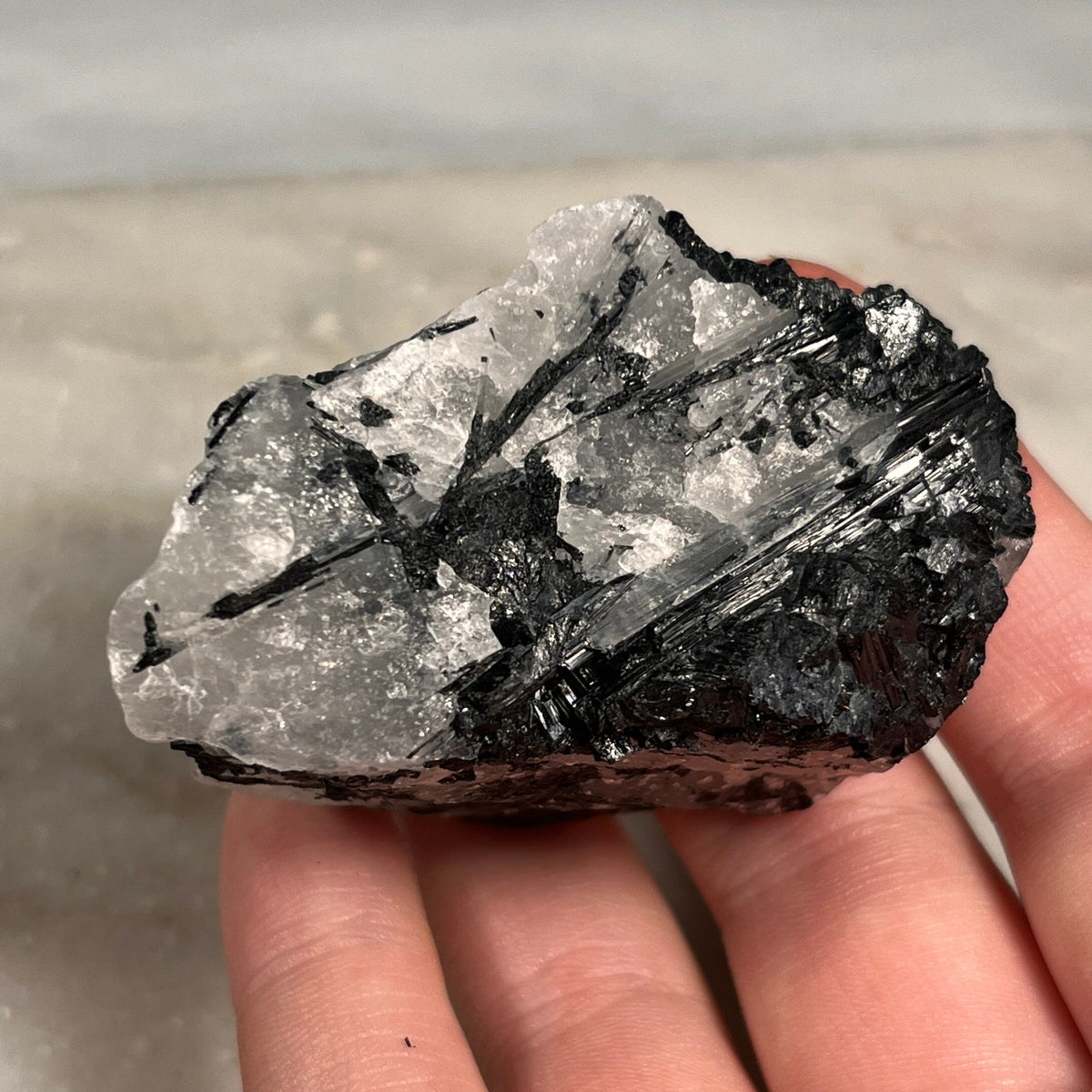 Raw Tourmaline in Quartz, Tourmilated Quartz, Protection Stone, Consciously Sourced UK Crystals