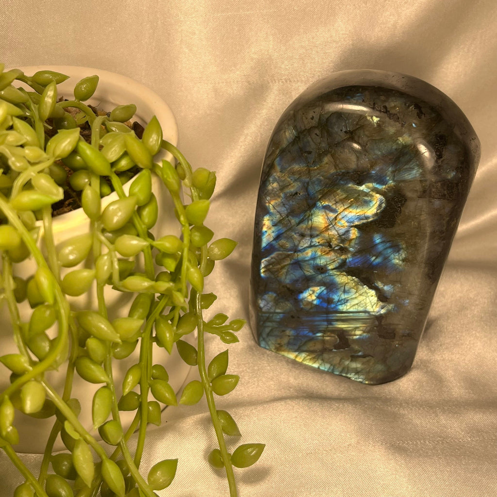Labradorite Freeform , High Flash Standing Labradorite, Third Eye and Crown Chakra, Consciously Sourced, 765g