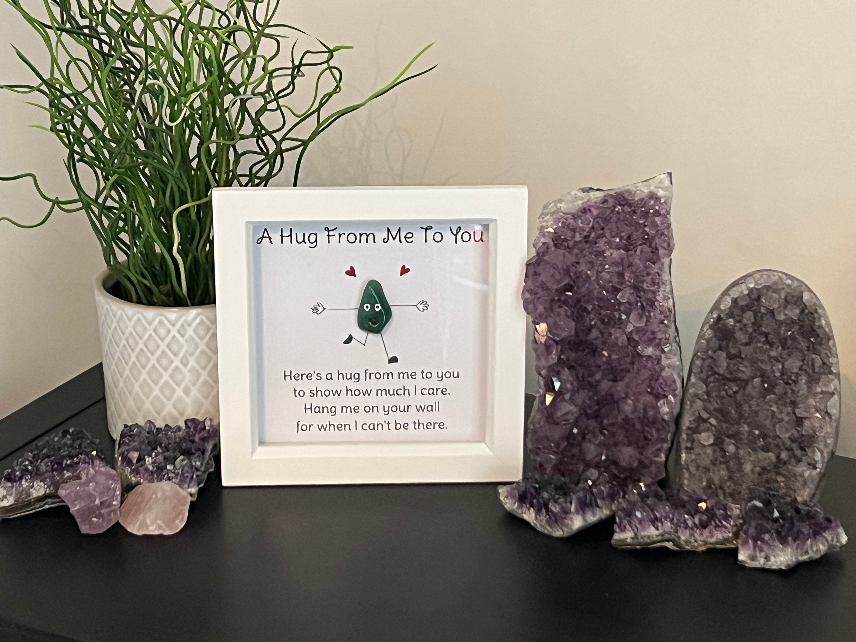 Framed crystal pocket hug picture, crystal present for best friend, new home gift, girlfriend gift ideas, framed crystal art, Amethyst