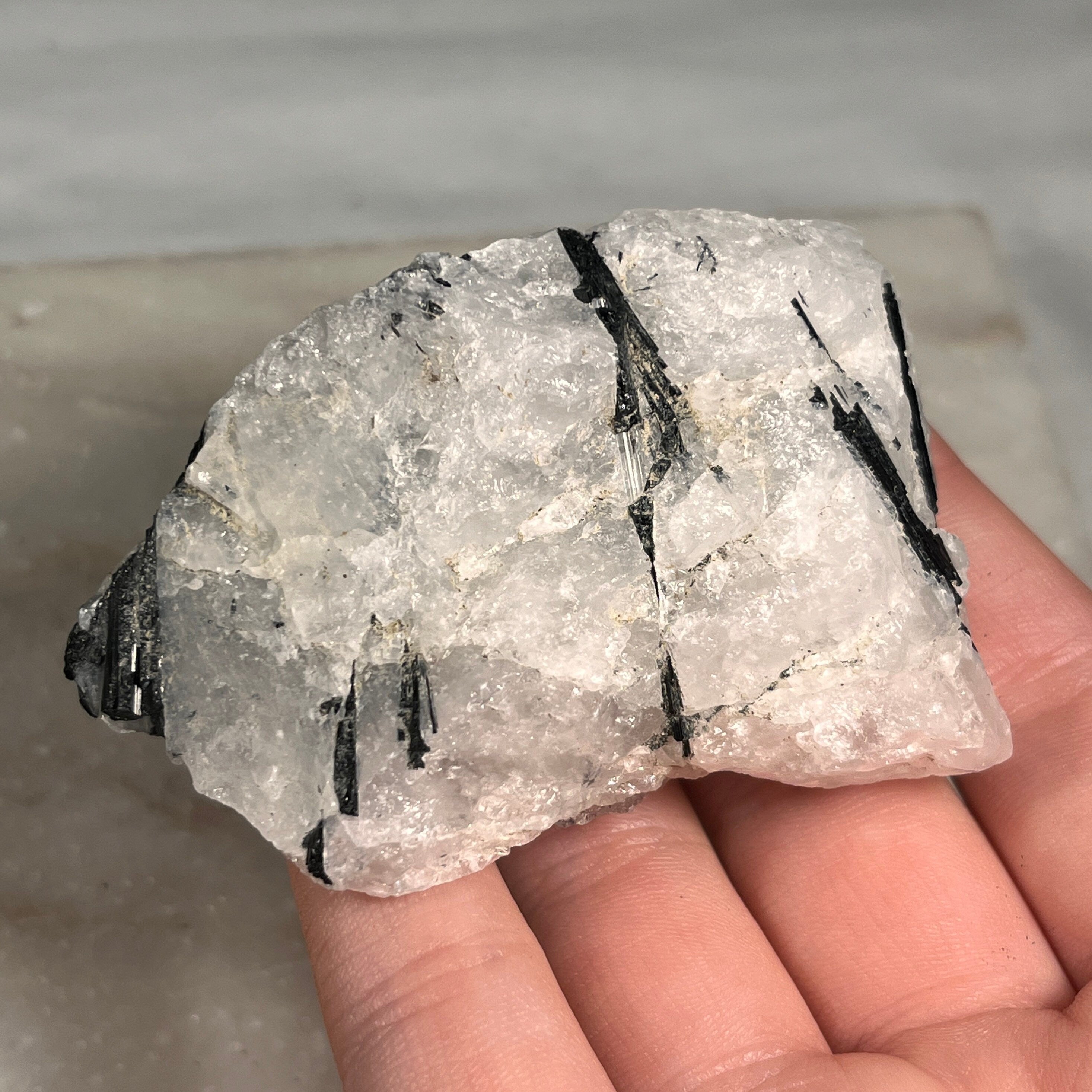 Raw Tourmaline in Quartz, Tourmilated Quartz, Protection Stone, Consciously Sourced UK Crystals