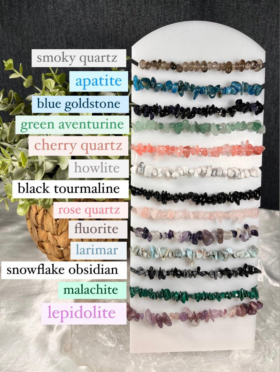 Crystal Chip Bracelets, UK Crystals, Consciously Sourced Healing Crystals, Come with Crystal Properties Card, Crystal Jewellery Gift