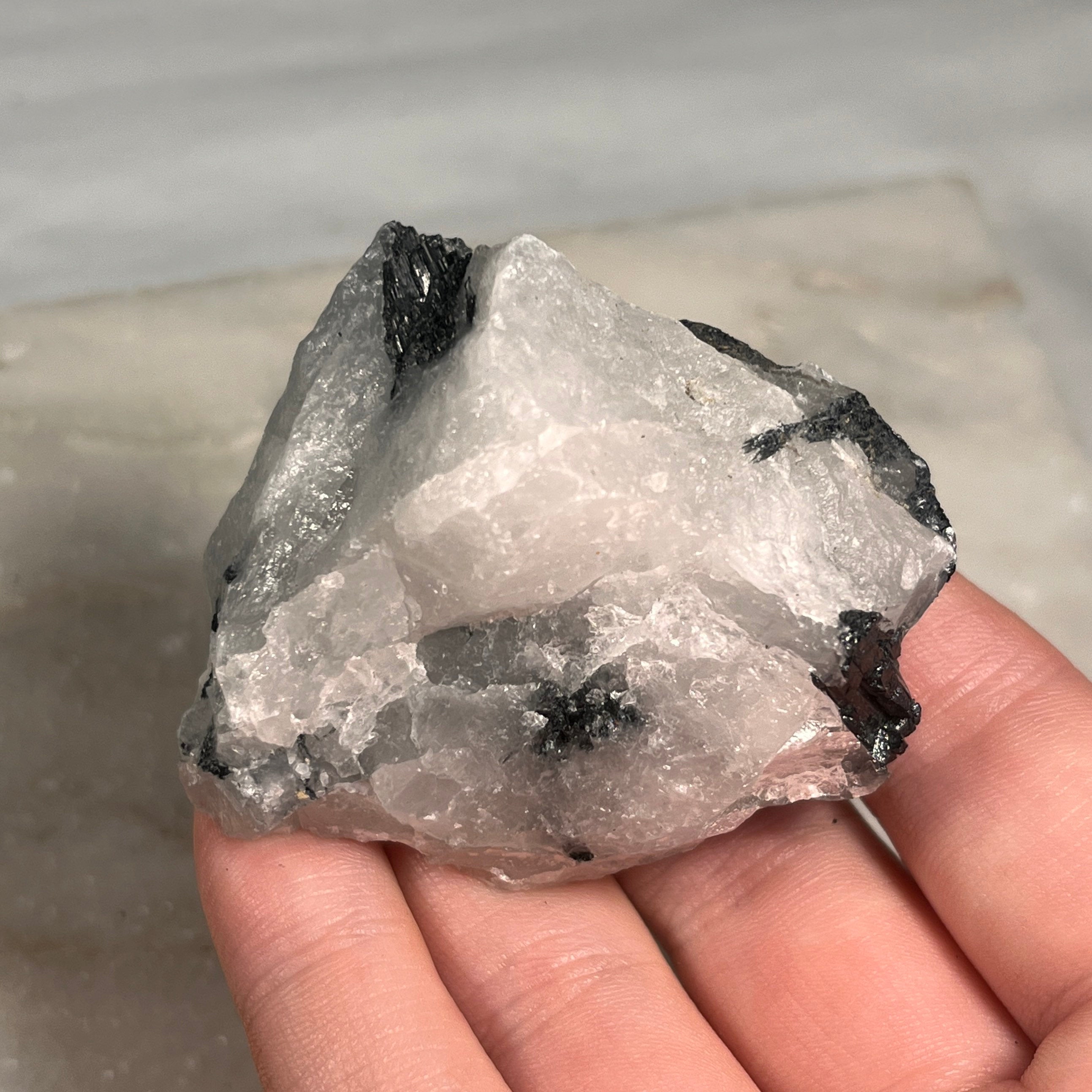 Raw Tourmaline in Quartz, Tourmilated Quartz, Protection Stone, Consciously Sourced UK Crystals