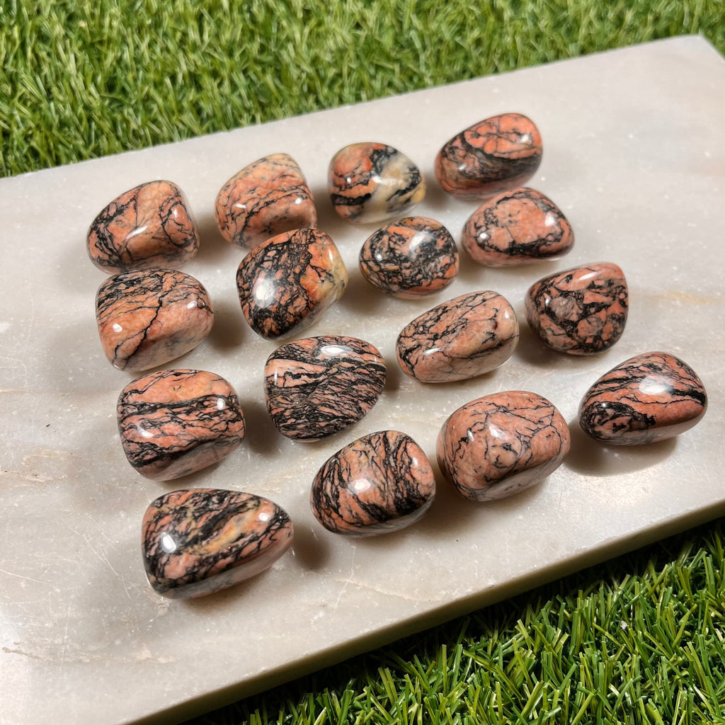 Pink Picasso Jasper Tumblestones, Consciously Sourced UK Crystals