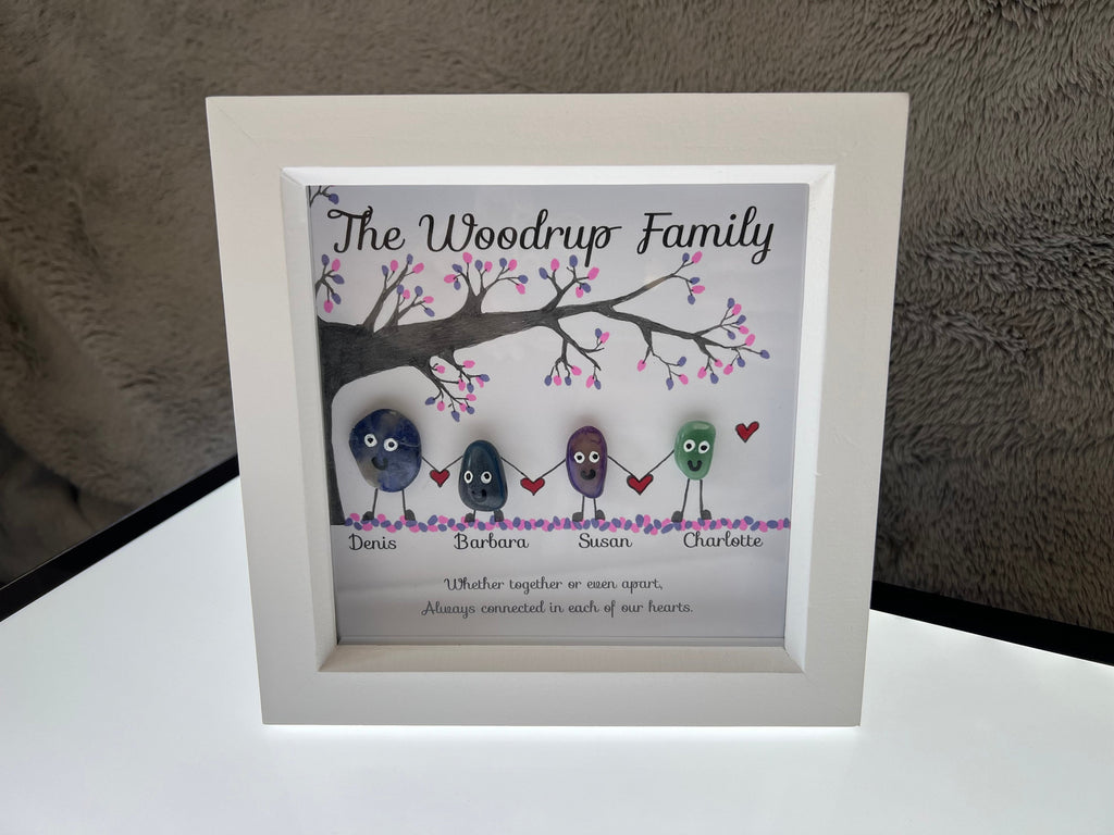 Personalised crystal family picture, 18cm framed crystal wall art for Mum, hand drawn wedding gift, present for best friend, new baby gift