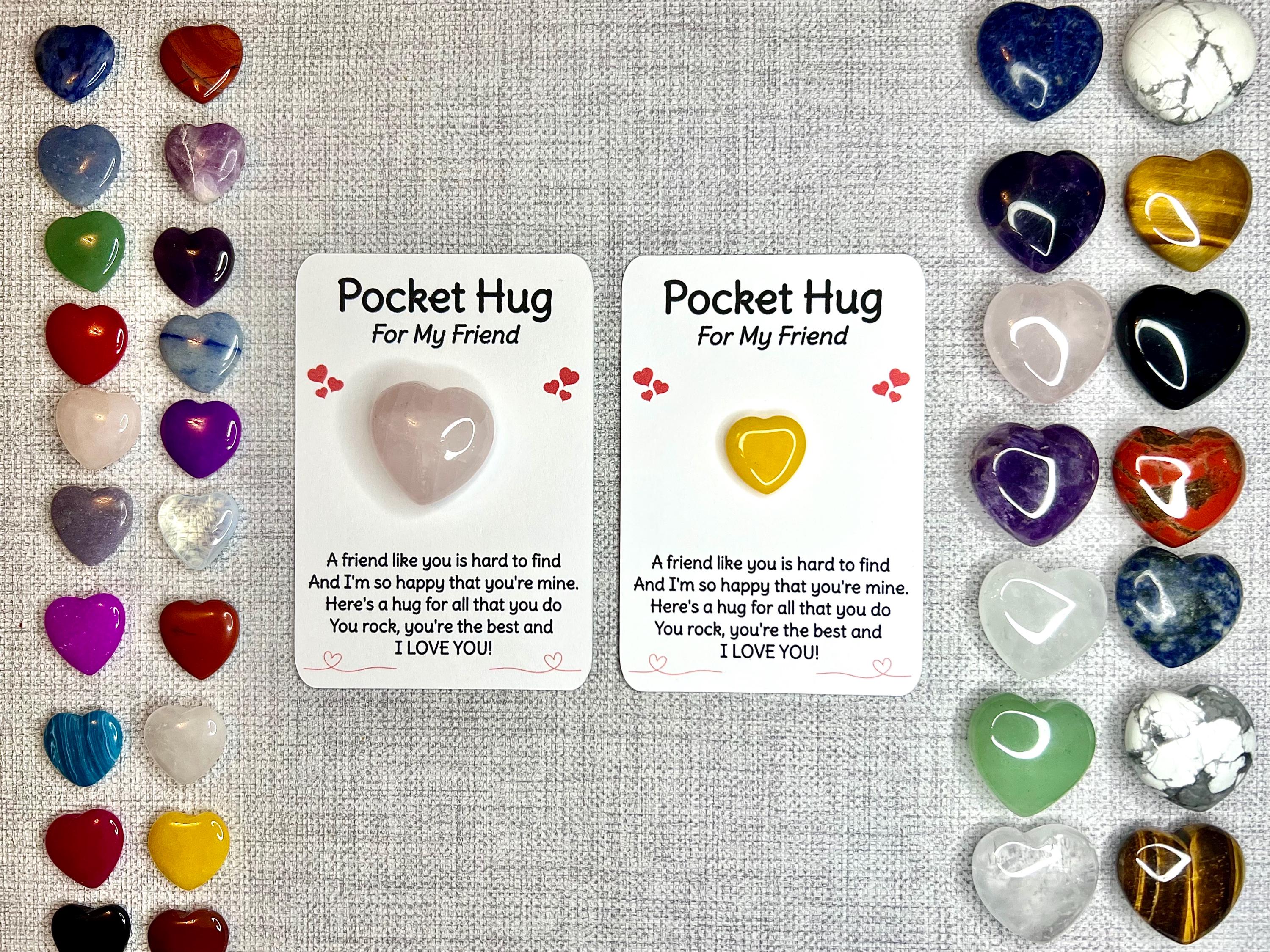 Crystal Heart Pocket Hug For My Friend, Letterbox Gift, Thinking of you present, Gift Card Poem, Choose Crystal Type, Metaphysical UK Shop