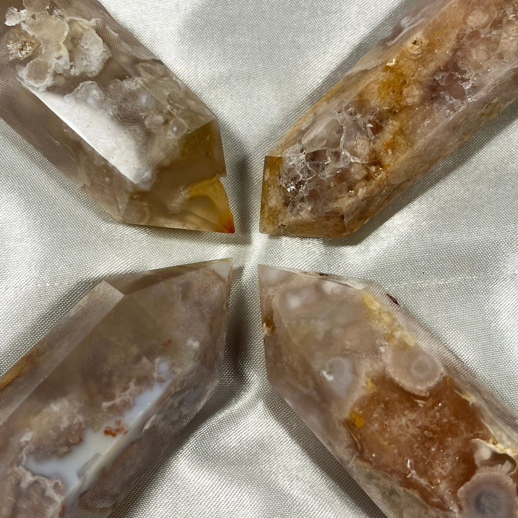 Flower Agate Towers, Flower Agate Points, Crystal Obelisks, Flower Agate Carvings, Connect to Divine Feminine | Consciously Sourced