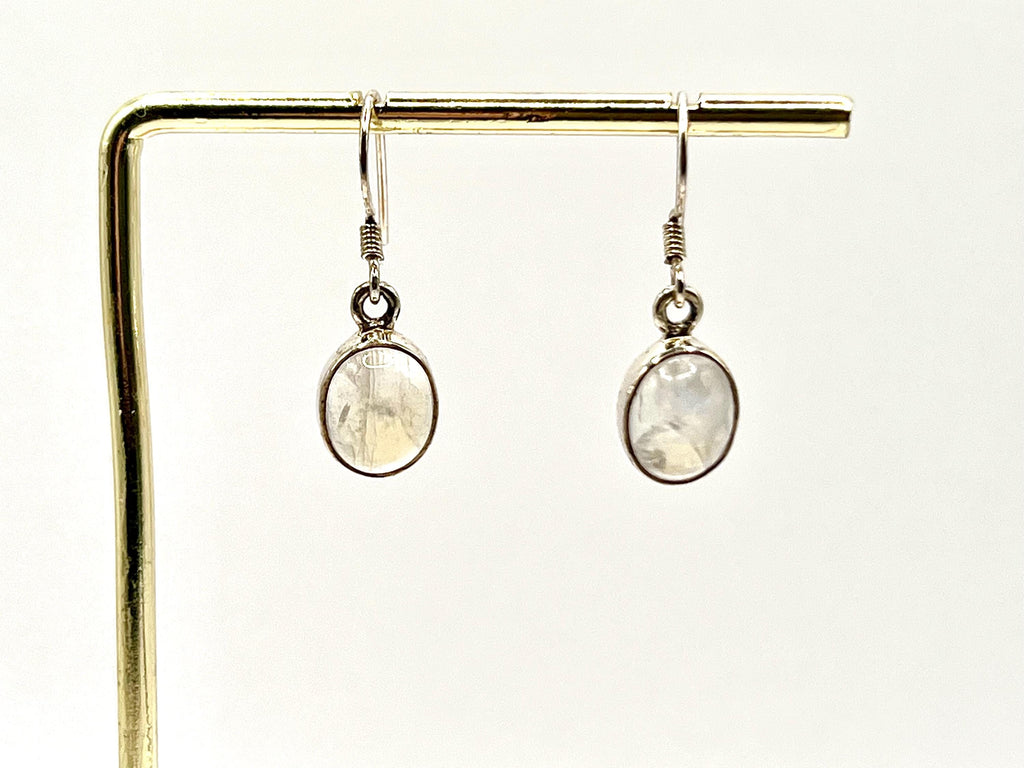 Sterling silver moonstone dangle earrings, crown chakra gemstone, drop earrings for women, metaphysical shop, June birthday gift for her