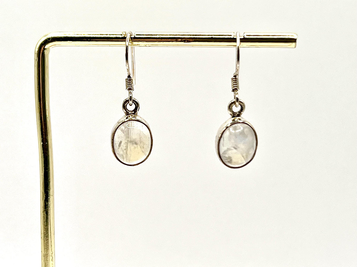 Sterling silver moonstone dangle earrings, crown chakra gemstone, drop earrings for women, metaphysical shop, June birthday gift for her