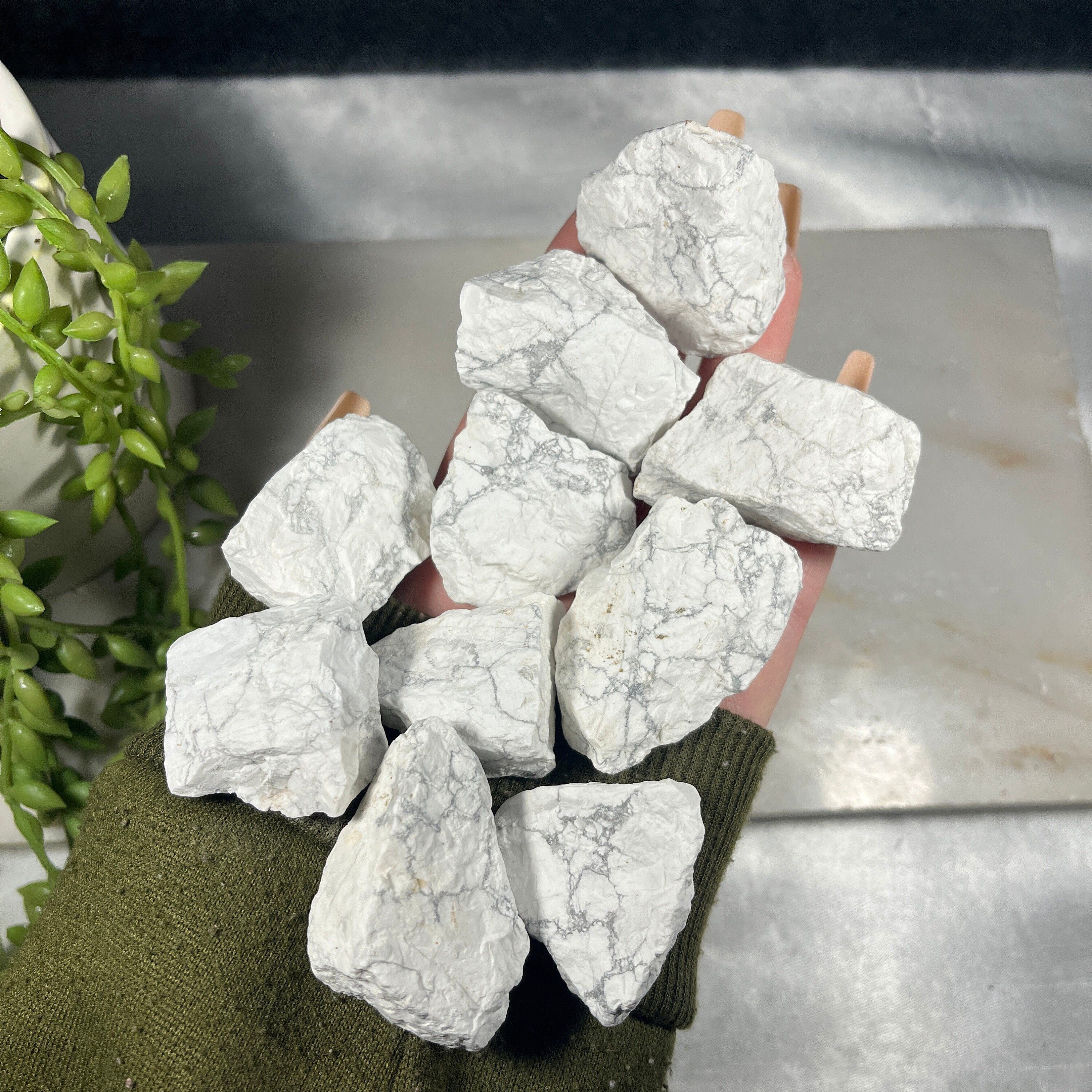 Raw Howlite crystals, Ethically Sourced UK Healing Crystals, Crown Chakra, Reiki Stones, Unique Crystal Gift, White and Grey Crystals