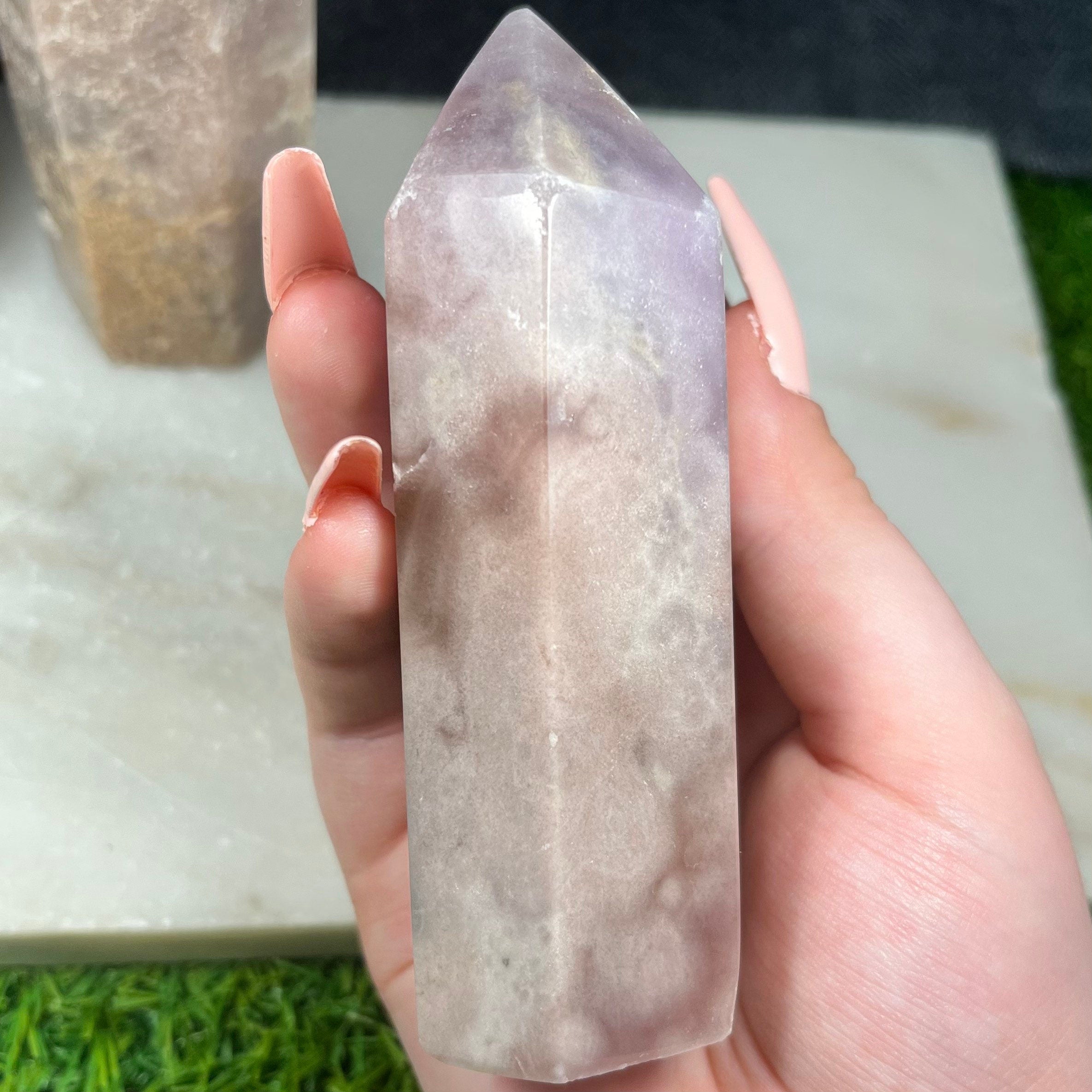 Pink Amethyst Tower,  Pink Amethyst Point, Metaphysical Obelisk, Heart Chakra, Statement Piece, UK Gemstone Gift, Chunky Druzy Tower C