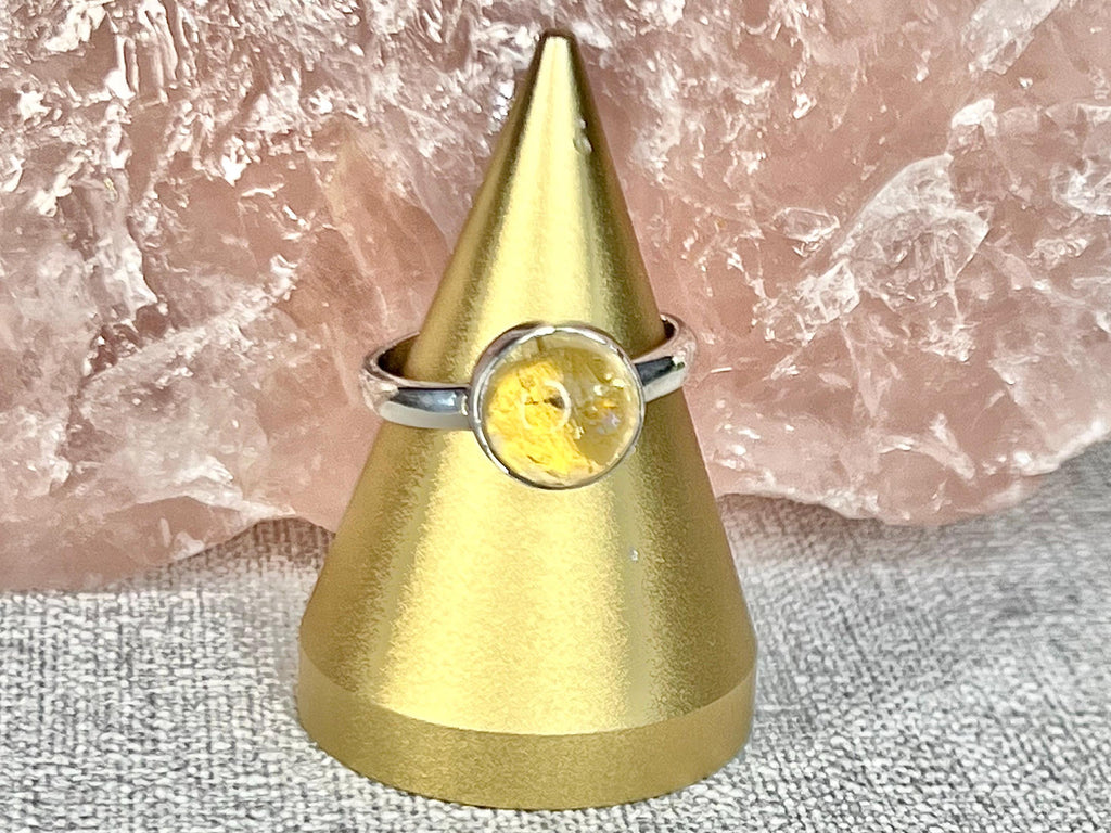 Citrine Crystal Ring, 925 Sterling Silver, UK size Q, Gemstone Jewellery, Crystal gift for wealth, Ethically sourced, metaphysical shop