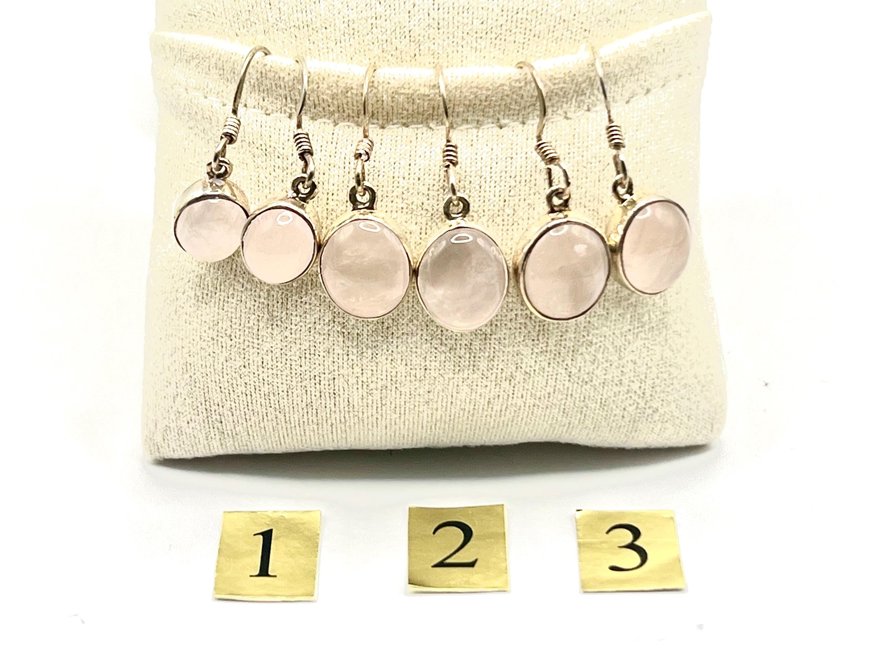 Sterling silver rose quartz dangle earrings, heart chakra gemstone drop earrings, metaphysical shops, October birthday gift for her