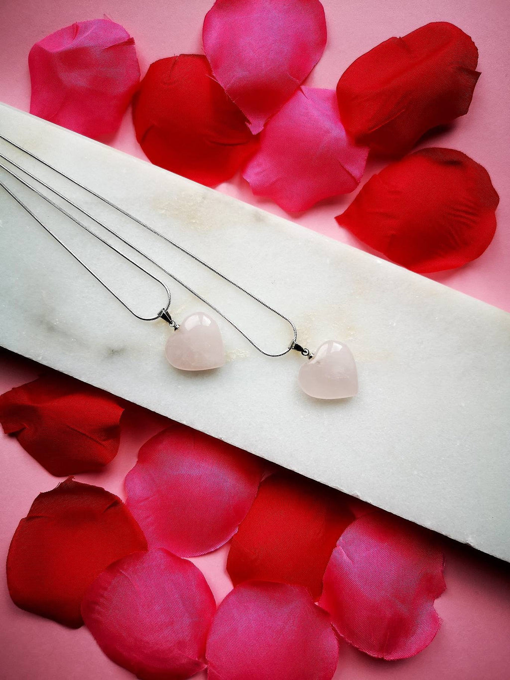 Matching Rose Quartz Crystal Necklaces, Mum & Daughter Jewellery Gift, UK Crystals, Birthday Gift for sisters, Best friends necklaces