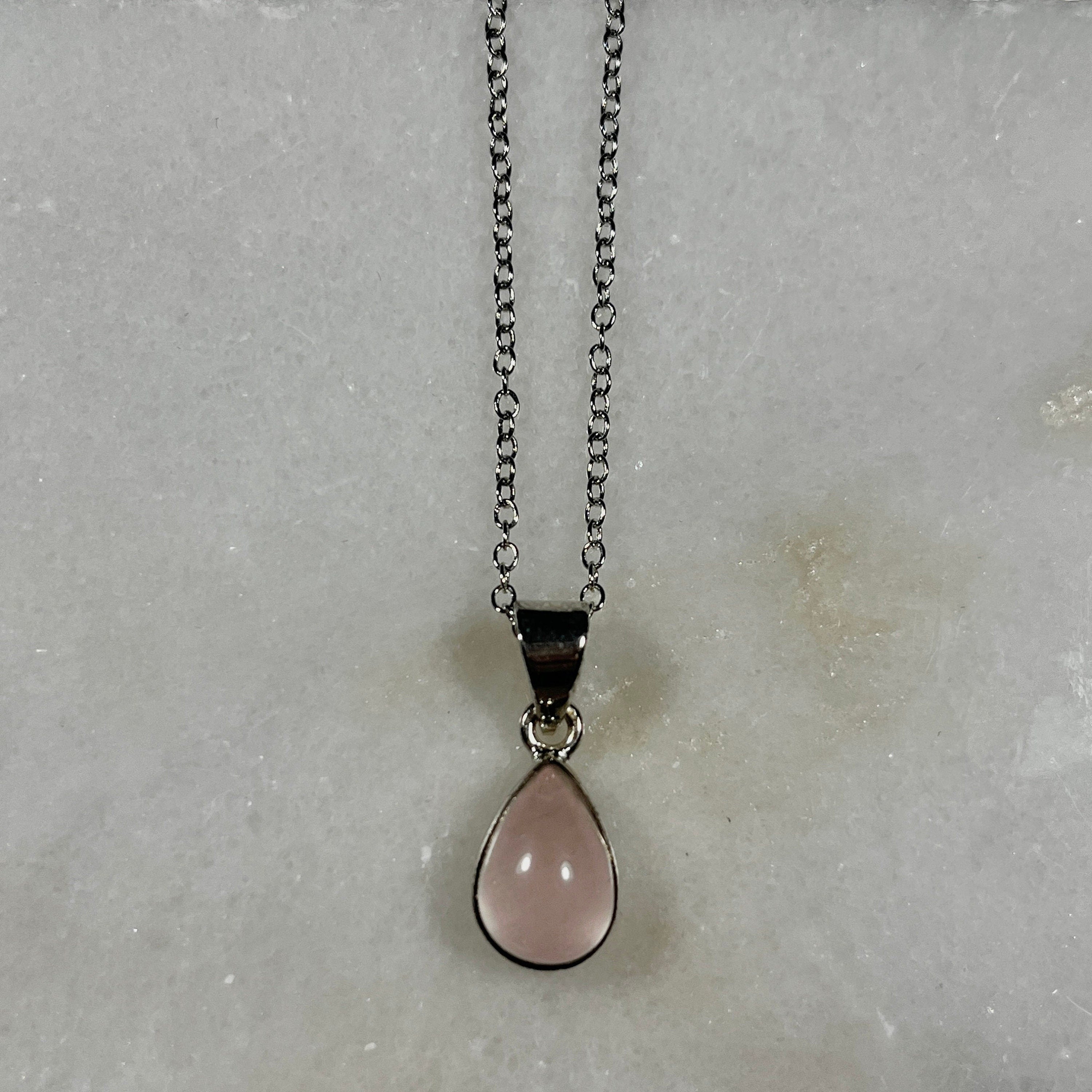 Rose Quartz Crystal Necklaces, Elegant Crystal Pendants, Consciously Sourced Crystal and Sterling Silver Jewellery, Crystal Gift