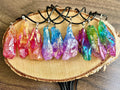 Aura Quartz Crystal pendants, Pink and Blue “Candy Floss”, Red / Orange “flame”, Green / Purple “mermaids tails”, Gemstone necklace gift