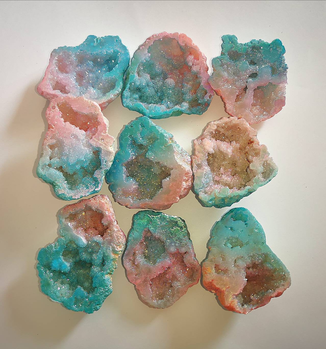 Pink and Blue Aura Quartz Geodes / UK Crystals Clusters / Ethically Sourced Unique Gifts / Healing Crystals / Pink / Blue / Candy Floss