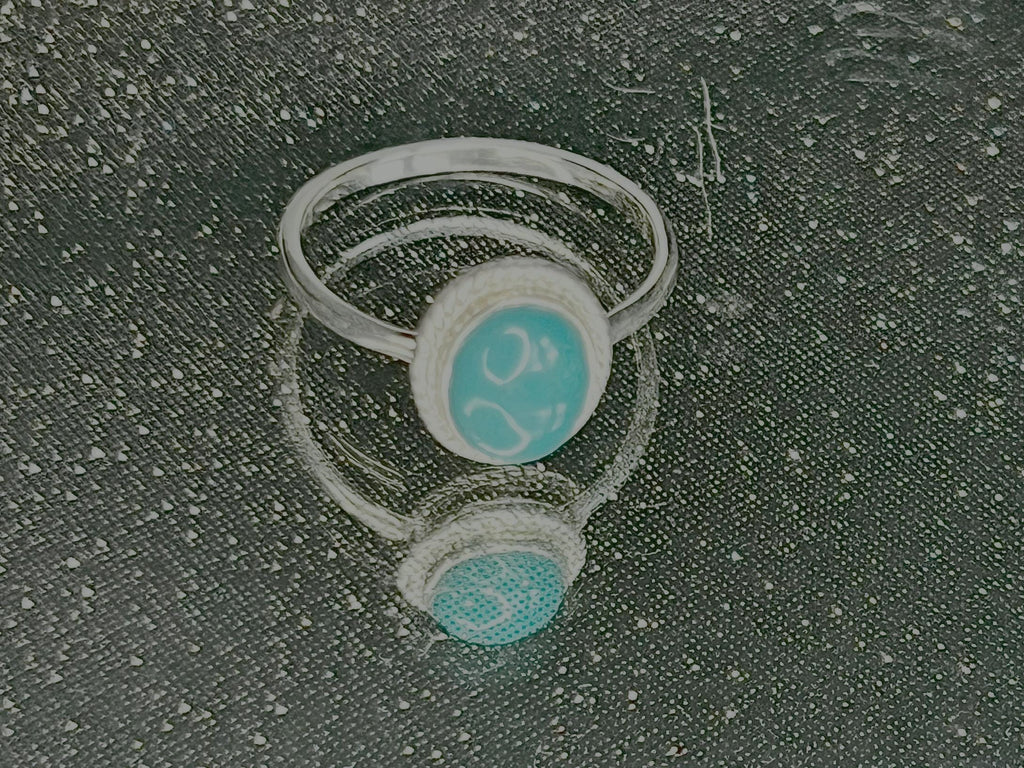 Chrysocolla Crystal Ring, 925 Sterling Silver, UK size W, Gemstone Jewellery, Crystal gift for calming, Ethically sourced, metaphysical shop