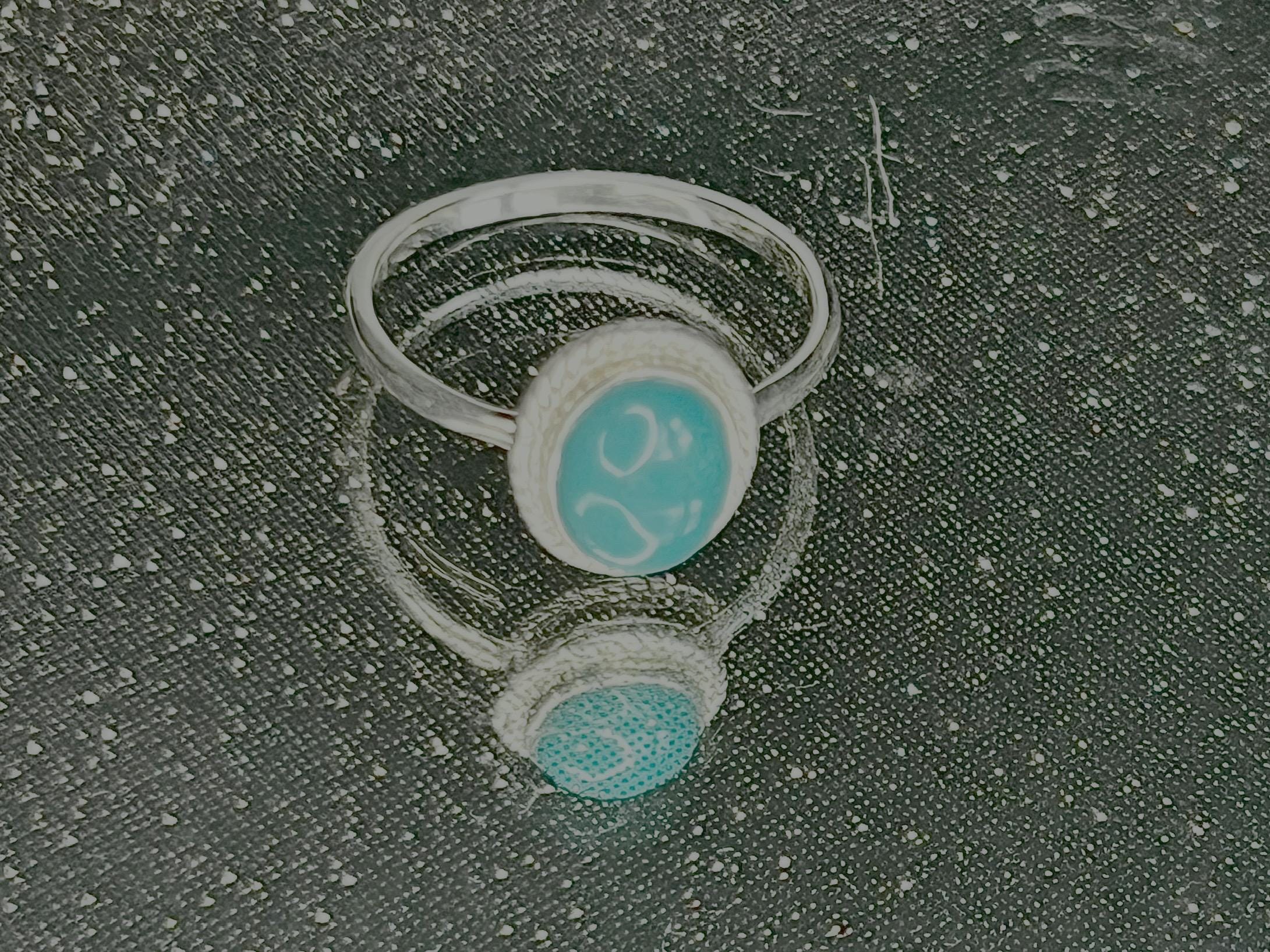 Chrysocolla Crystal Ring, 925 Sterling Silver, UK size W, Gemstone Jewellery, Crystal gift for calming, Ethically sourced, metaphysical shop